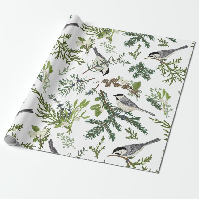 Vattenskärg Jul - Naturskog Illustration Presentpapper (Utrullad)