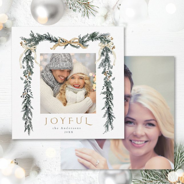 Vattenskärg Jul Ram 2 Fotopatset Julkort (Front & Back)