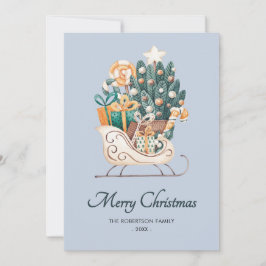 Vattenskärg Jul Sleighs Blue Non-Photo Julkort