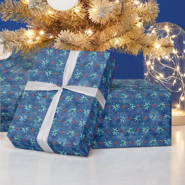 Vattenskärg jul Snöflingor Mönster Presentpapper (Helgdagar)