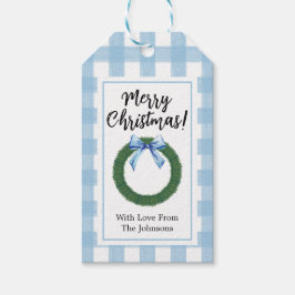 Vattenskärg jul Utandning med Blue BowGift-Märkre Presentetikett