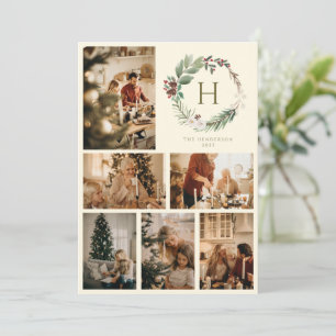 Vattenskärg jul Utandning Monogram Fotokollage Julkort
