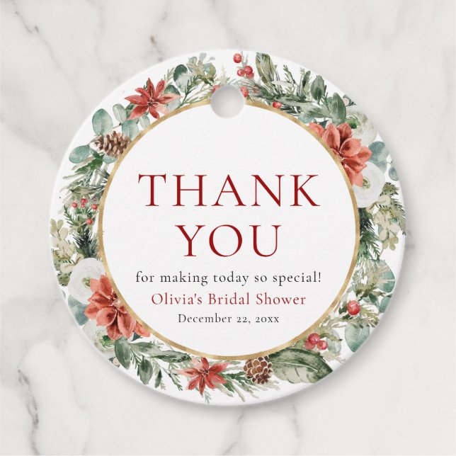 Vattenskärg Jul Winter Red Guld Möhippa Gåvor Etiketter (Framsida)