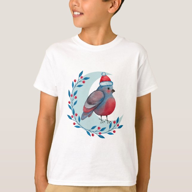 Vattenskärg, julblått fågel på Måne T Shirt (Framsida)