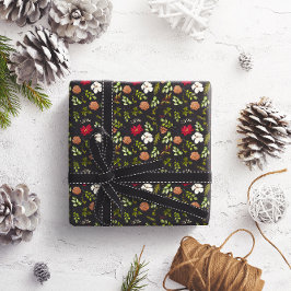 Vattenskärg Julens Elegant Blommigt Foliage Presentpapper