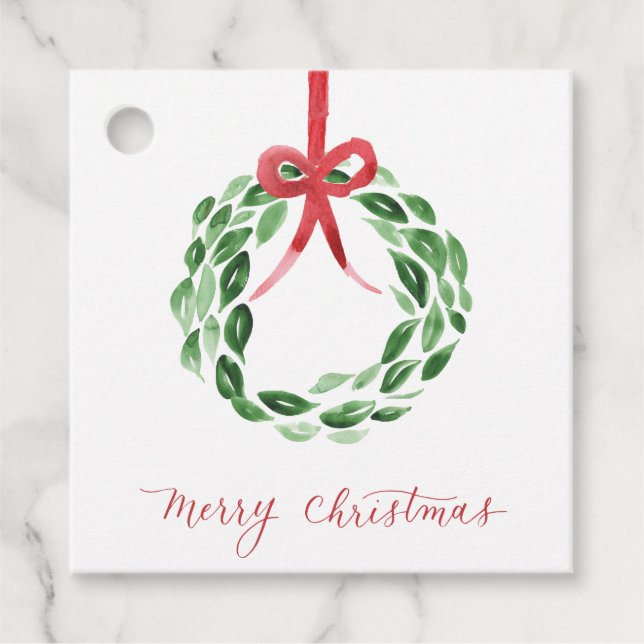 Vattenskärg Julfrö Kvadratisk Märkre Gåvor Etiketter (Framsida)