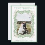 Vattenskärg Julgarland med fem foton Julkort<br><div class="desc">Vintage för lagning av vattenfärgat julgranskläder fem fotokort för Helgdag. Det här vackra julfotkortet har en färgad julgranstragland med vita bogar som ram för ett foto. Baksidan av inbjudan är julklappar med julgranar och bovar. Det är perfekt om du är tittar för ett klassiskt, söderut, barnsligt julkort. Meddelande mig om...</div>
