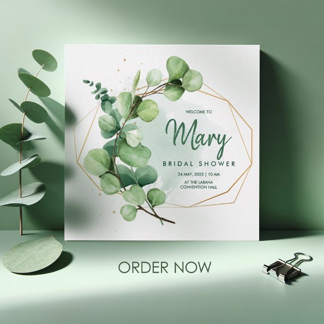 Vattenskärg, möhippa, elegant, modern trädgård inbjudningar (Watercolor Bridal Shower Elegant Garden Modern Invitation)