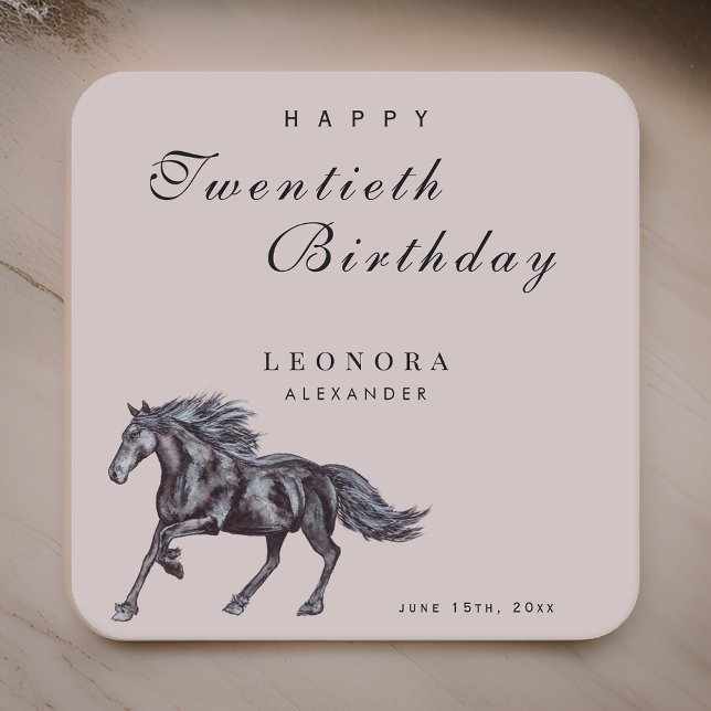 Vattenskärg Mystical Horse ANY-Födelsedagsfest Underlägg Papper Kvadrat (Skapare uppladdad)