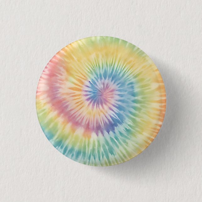 Vattenskärg Pastel Rainbow Tie Dye Knapp (Framsida)