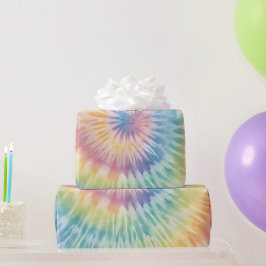 Vattenskärg Pastel Rainbow Tie Dye Presentpapper