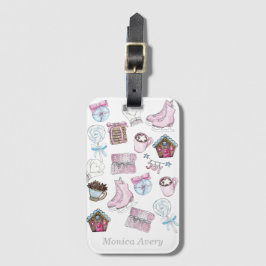 Vattenskärg Personlig Rosa jul Bagagebricka