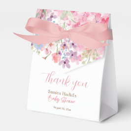 Vattenskärg Rosa Blommigt Flickbabydusch Tack Presentaskar