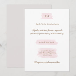 Vattenskärg Rosa Guld White Grått Elegant bröllop Inbjudningar