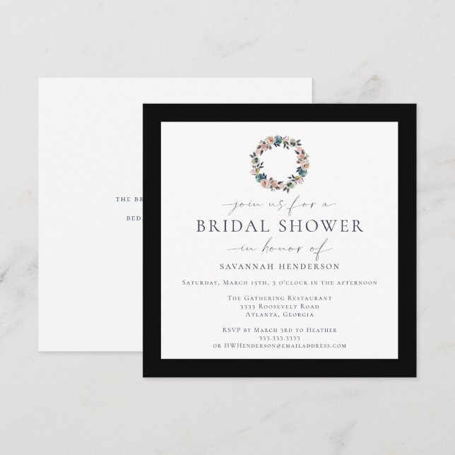 Vattenskärg Rosa WandeBlack Gräns Möhippa Inbjudningar (Fram/baksida)