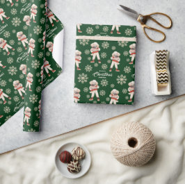 Vattenskärg Snöflingor Grönt Pudel Hund jul Presentpapper