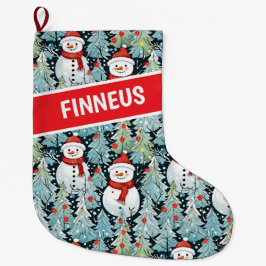 Vattenskärg Snögubbe-Personligen Stor Julstrumpa