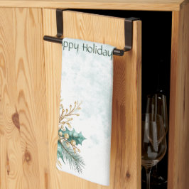 Vattenskärg Teal Blommigt Helgdag Kitchen Towel Kökshandduk