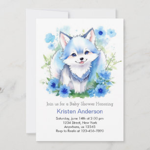 Vattenskärg Varg Whimsical Boy Baby Shower Inbjudningar