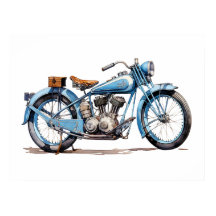 Vattenskärg Vintage Blått klassiskt motorcyklar
