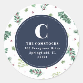 Vattenskärg Vinterblomma Juldag Returadress Runt Klistermärke