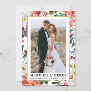 Vattenskärg VinterBlommigt Gift med och merry Julkort