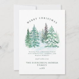 Vattenskärg, vintergrön skog God jul Julkort