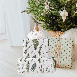 Vattenskärg VinterGrönt Sömlös Mönster Presentpapper