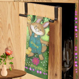 Vattenskärg vit Påskhare Kökshandduk