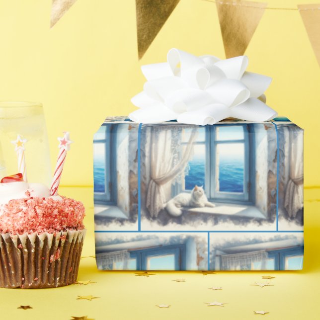 Vattenskärg Vit Tittar vid havet Presentpapper (Födelsedagsfest)