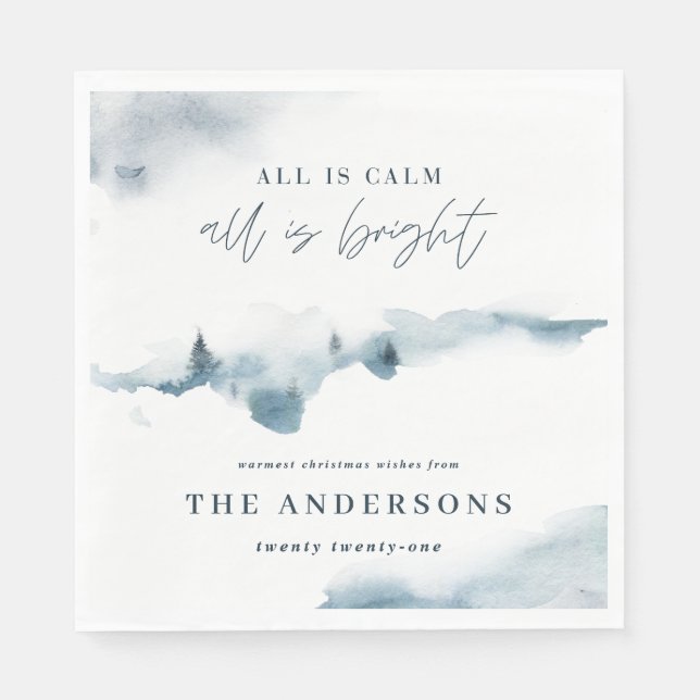 Vattenskärgsskog (minimum blue christmas party) pappersservett (Framsidan)