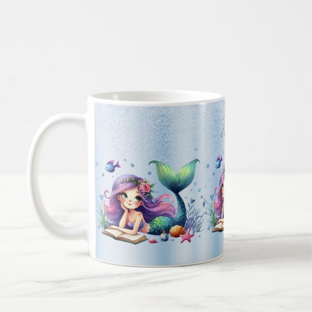 Vattenskärk Sjöjungfru Sea Life Cute BeSnygg Kaffemugg (Vänster)