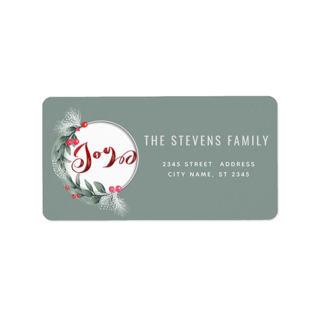 Vattenskärkta botaniska andningsskript - frisk vin adressetikett (Framsidan)