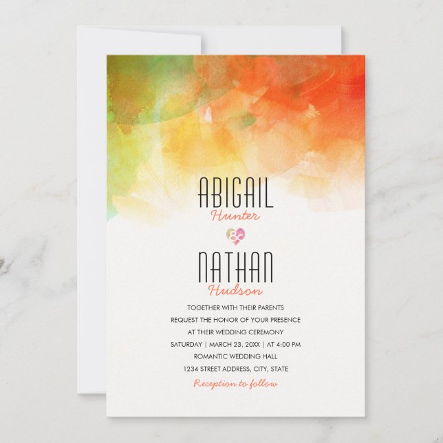 Vattenskärkta bröllopsinbjudningar unika moderna k inbjudningar (Framsida)