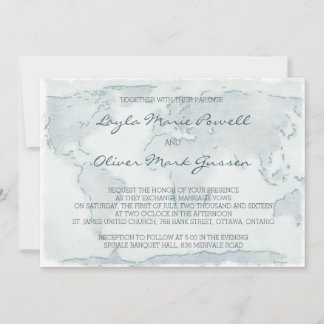 Vattenskärkta karta bröllopsinbjudan inbjudningar