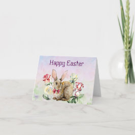 Vattenskärl för Påsk med Bunny och Flowers Helgkort