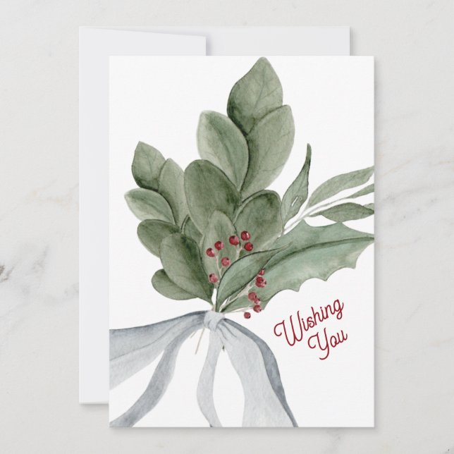 Vattenskärl jul Greenery Personlig Card Julkort (Framsida)