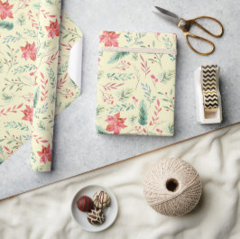Vattenskärl Julens Grönt Röda Blommigtar Ljust grö Presentpapper