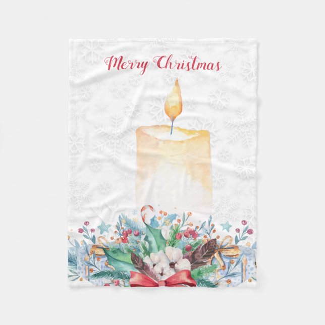 Vattenskärl och julljus, Dekoration Fleecefilt (Framsidan)