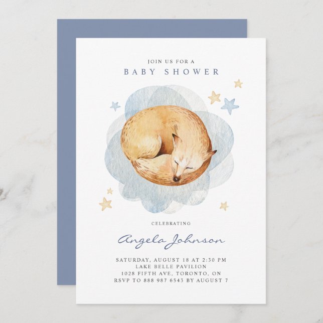 Vattenskärl Sleeping Fox Det är en pojkvän-babysko Inbjudningar (Fram/baksida)