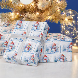 Vattenskärl - Snögubbar i Snöflingor Presentpapper