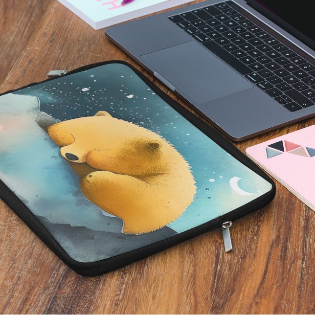 Vattenskärlning Laptop Fodral (Watercolor Sleeping Bear Laptop Sleeve)
