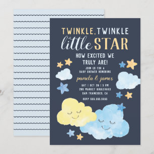 Vattenskärlskmoln Tinkle Little Star Baby Shower Inbjudningar
