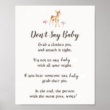 Vattenskärna Baby Hjort "Säg inte Baby" Shower Gam
