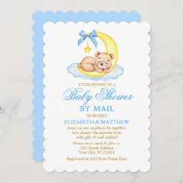 Vattenskärna Bear Måne Blue Guld Shower by Mail Inbjudningar