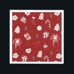 Vattenskärna Cute Red Julvinter Babykläder Pappersservett<br><div class="desc">Vattenfärg Cute Red Jul Winter Baby Shower Napkins</div>