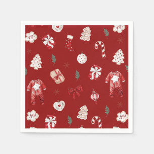 Vattenskärna Cute Red Julvinter Babykläder Pappersservett