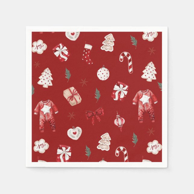 Vattenskärna Cute Red Julvinter Babykläder Pappersservett (Framsidan)