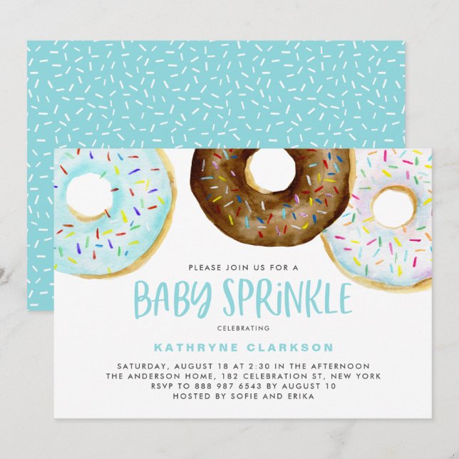 Vattenskärna Donuts Det är en Baby-skugga Inbjudningar (Fram/baksida)