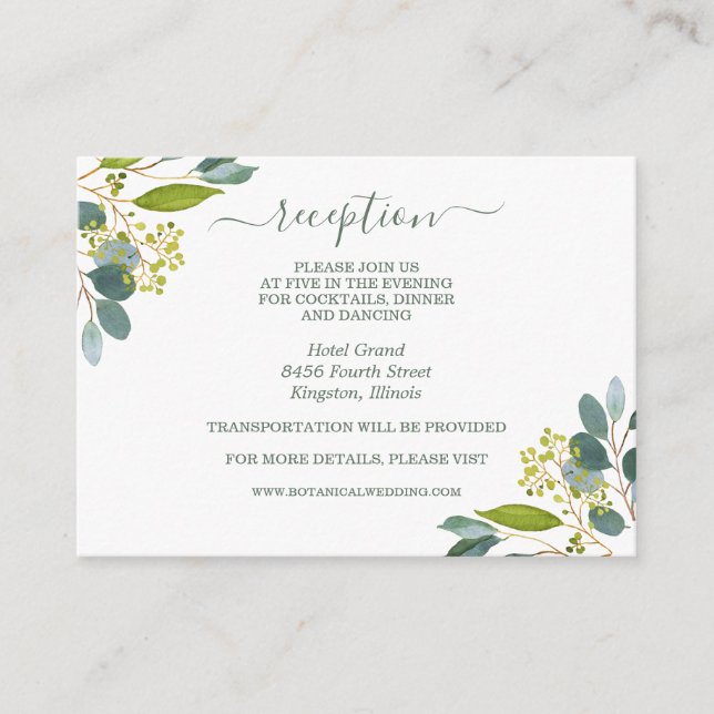 Vattenskärna, eukalyptus Brölloprecept Tilläggskort (Framsida)